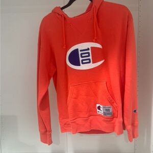 Champion Orange Hoodie with Logo